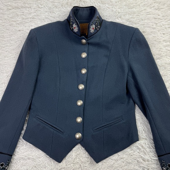 Double D Ranch Jackets & Blazers - Double D Ranch Jacket Womens Small Blue Beaded Western Wool Buttoned Blazer S